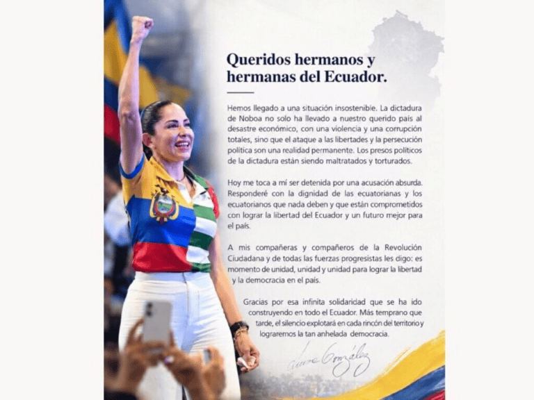 Luisa González pide unidad tras su detención en Ecuador